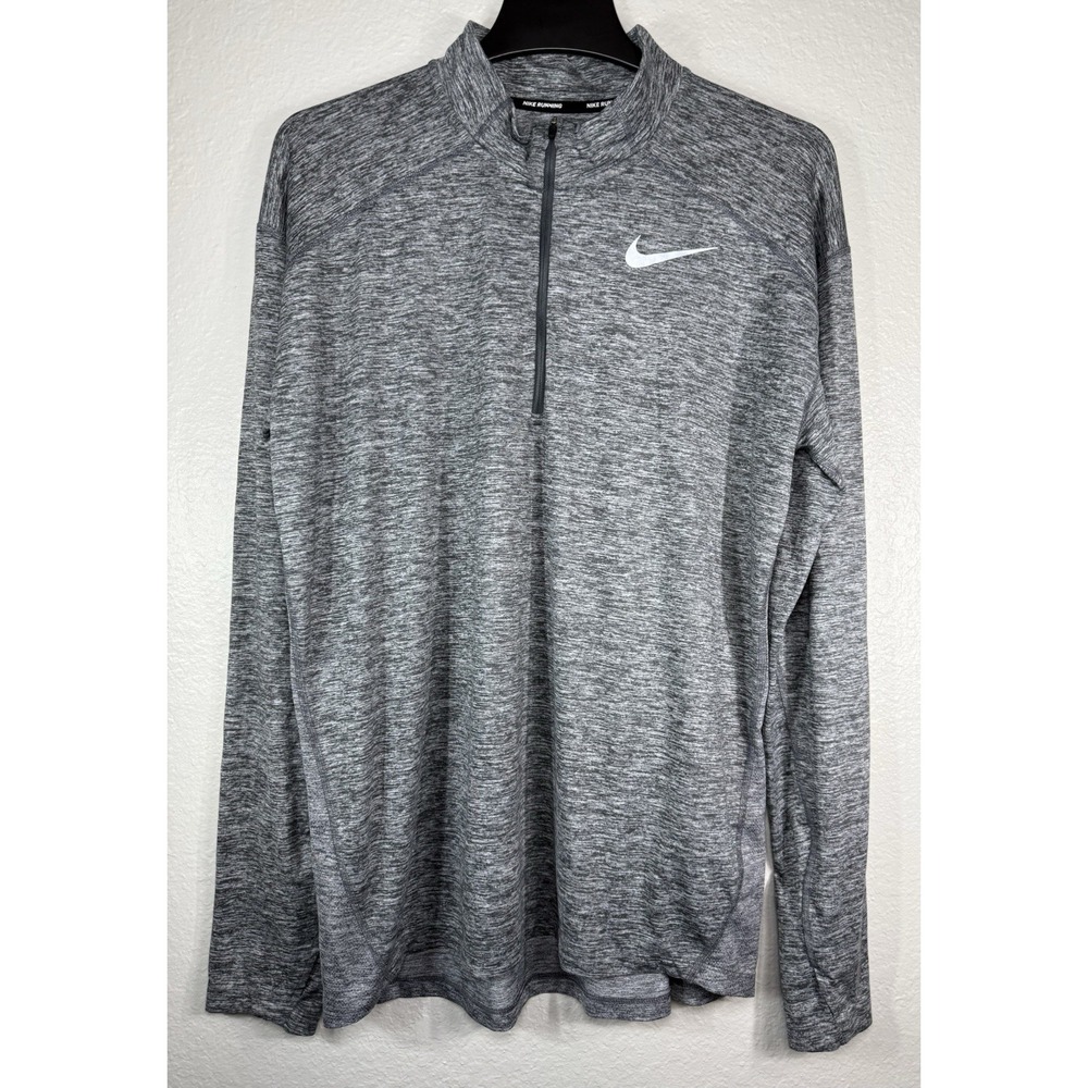 Nike Running Dri-Fit 1/4 Zip Pullover Gray Men's L Athletic Quarter Zip Shirt
